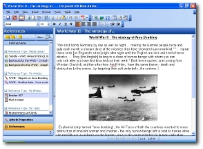 A WYSIWYG editor with spell checker, plus the ability to add important references to other idea-inspiring materials